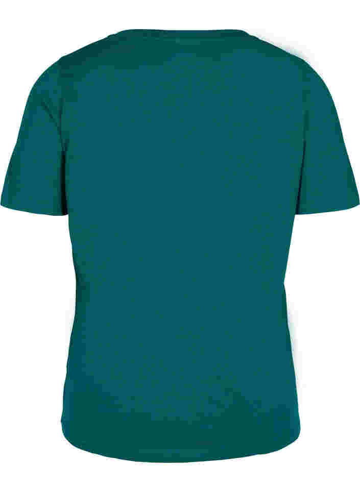 T-paita ekologisesta puuvillasta v-aukolla, Teal Green, Packshot image number 1