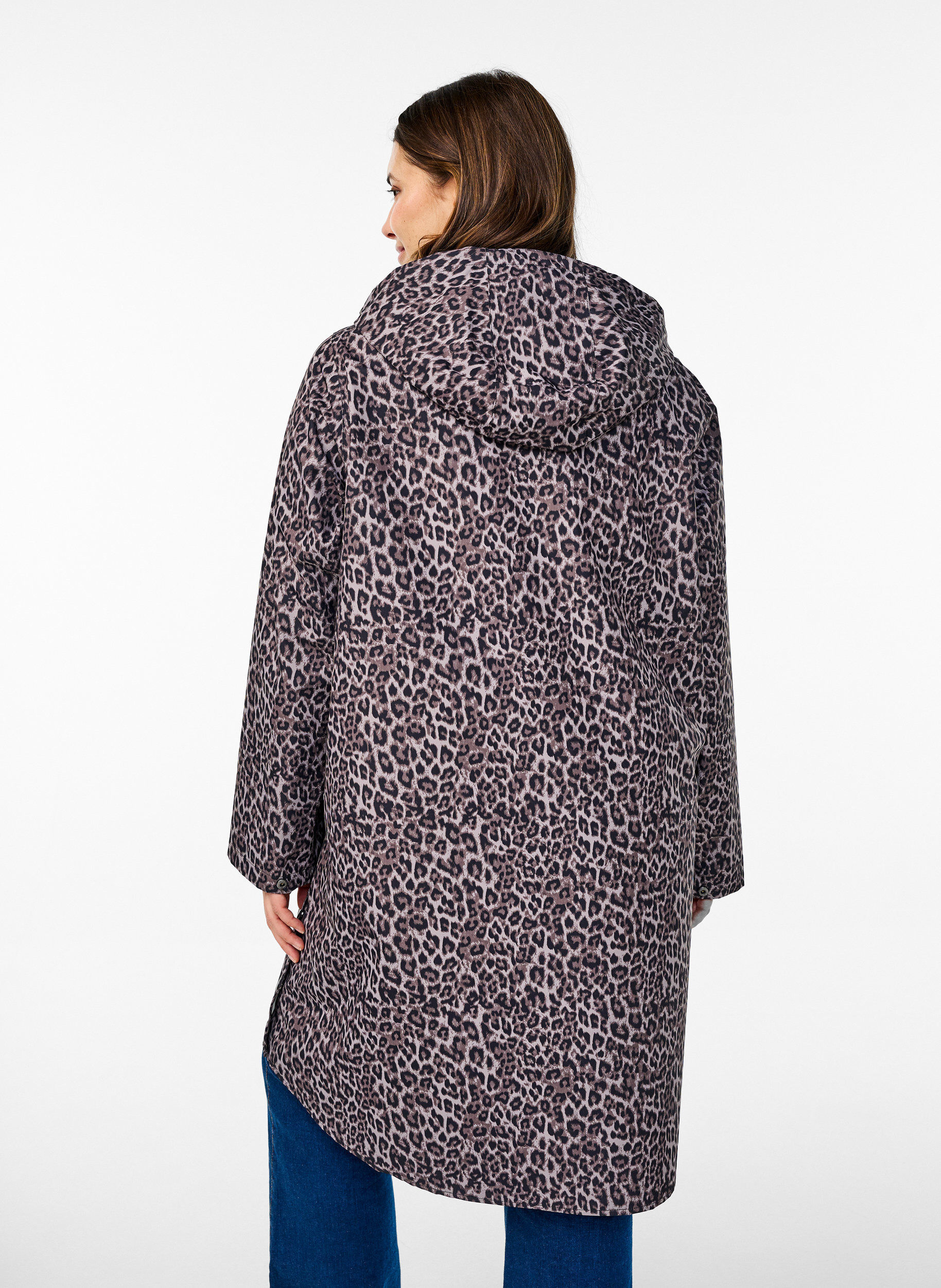 Zizzi Sadetakki, jossa on taskut ja huppu, Ruskea, Model image number 2