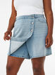 Denimskortsit kietaisuefektill&auml; ja korkealla vy&ouml;t&auml;r&ouml;ll&auml;, Sininen, Model image number 3