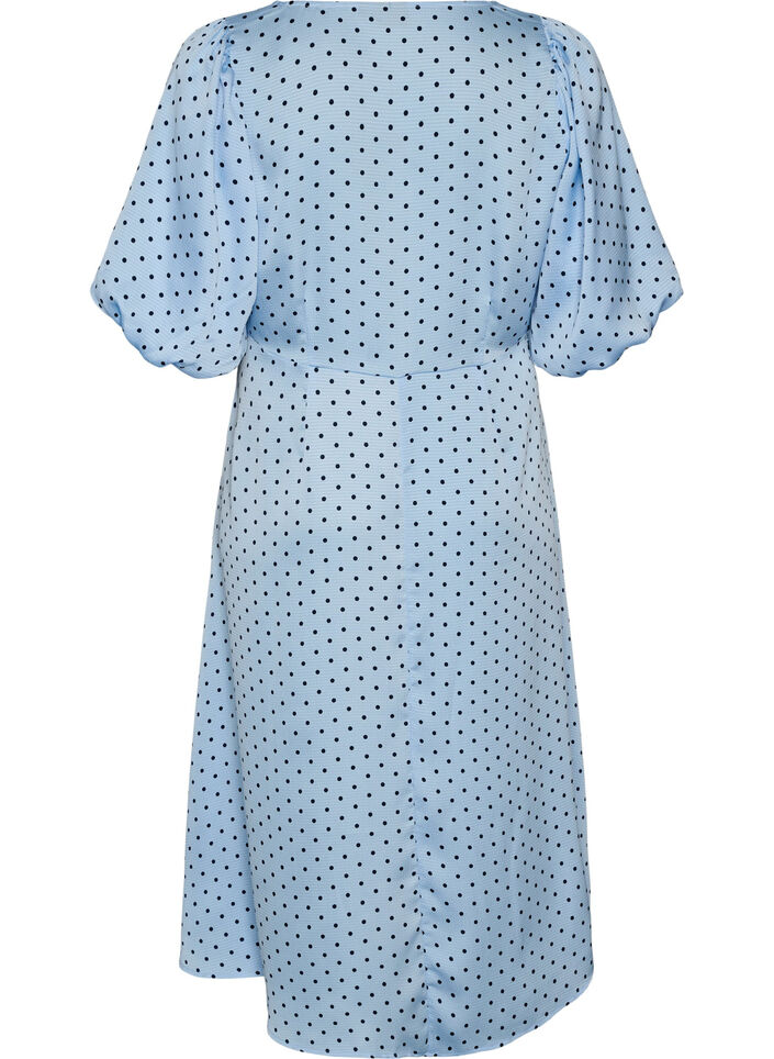 Midi-mekko pilkkukuosilla ja neli&ouml;p&auml;&auml;ntiell&auml;, Sininen, Packshot image number 1