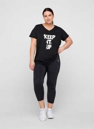 Puuvillainen t-paita treeniin painatuksella, Black Keep, Model image number 2