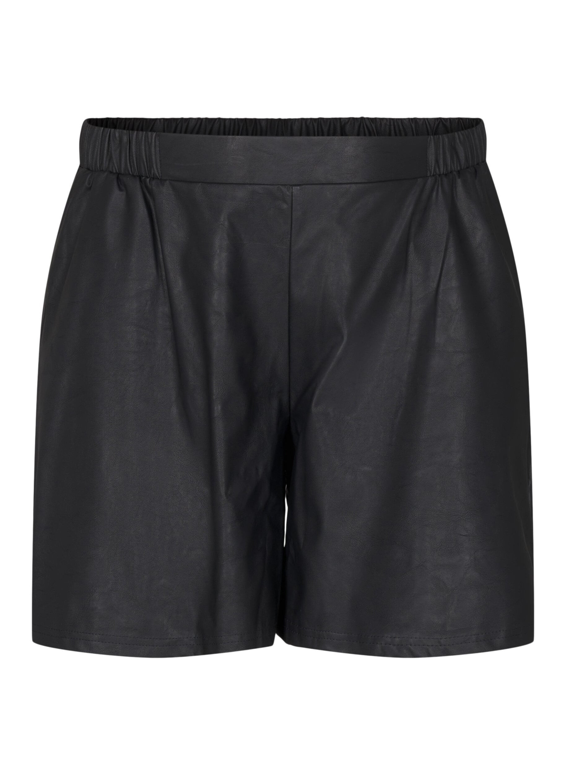 Zizzi Rennot tekonahkashortsit, Black, Packshot image number 0