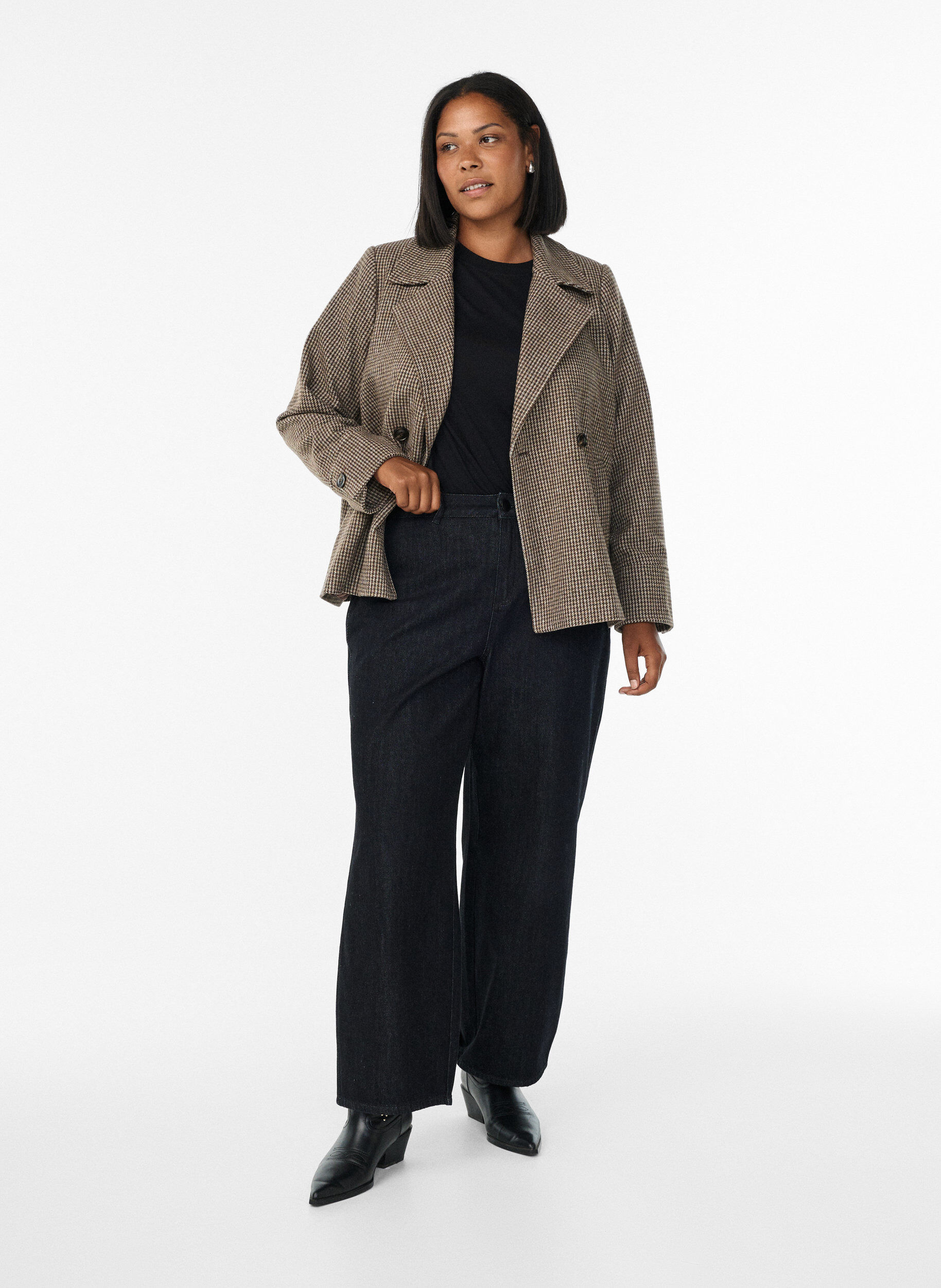 Zizzi Lyhyt kaksirivinen bleiseri, Ruskea, Model image number 1