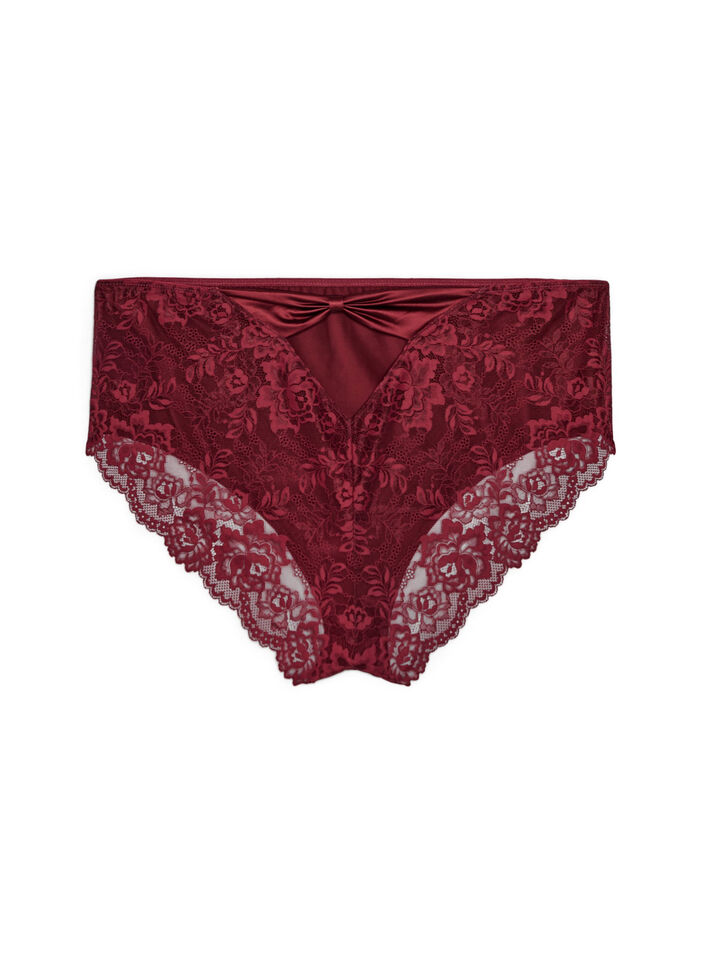 Pitsisomisteiset pikkuhousut, joissa on rusetti takana, Tumma Bordeaux, Packshot image number 1
