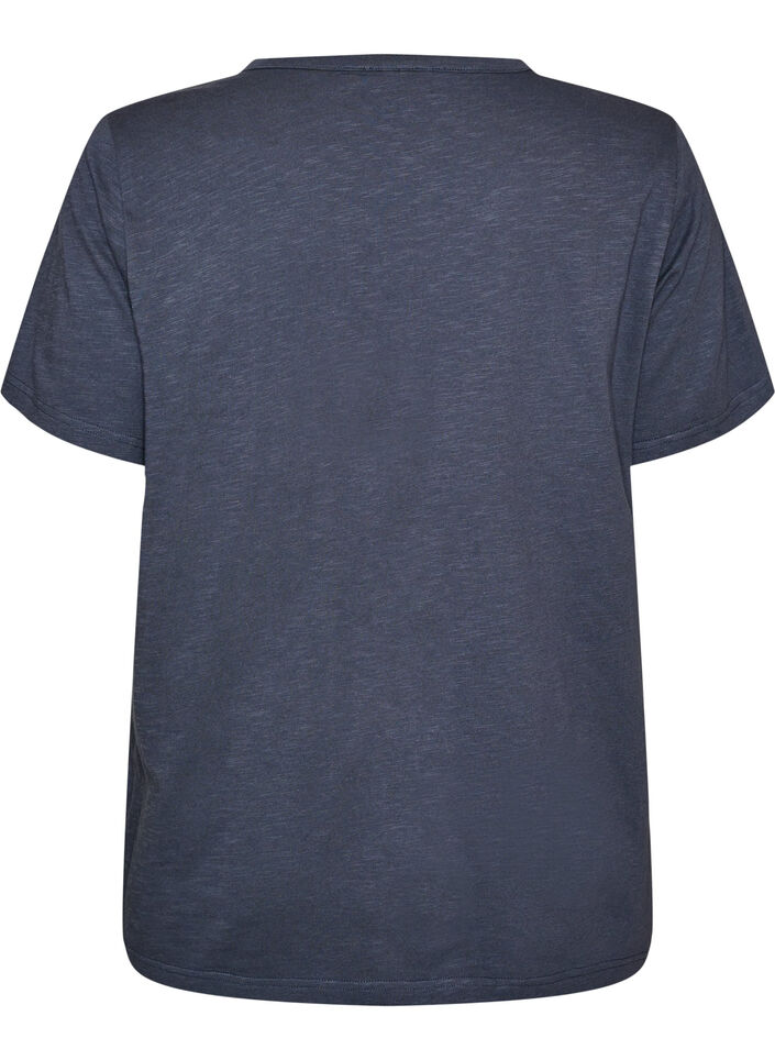 T-paita nappiyksityiskohdilla, Sininen, Packshot image number 1
