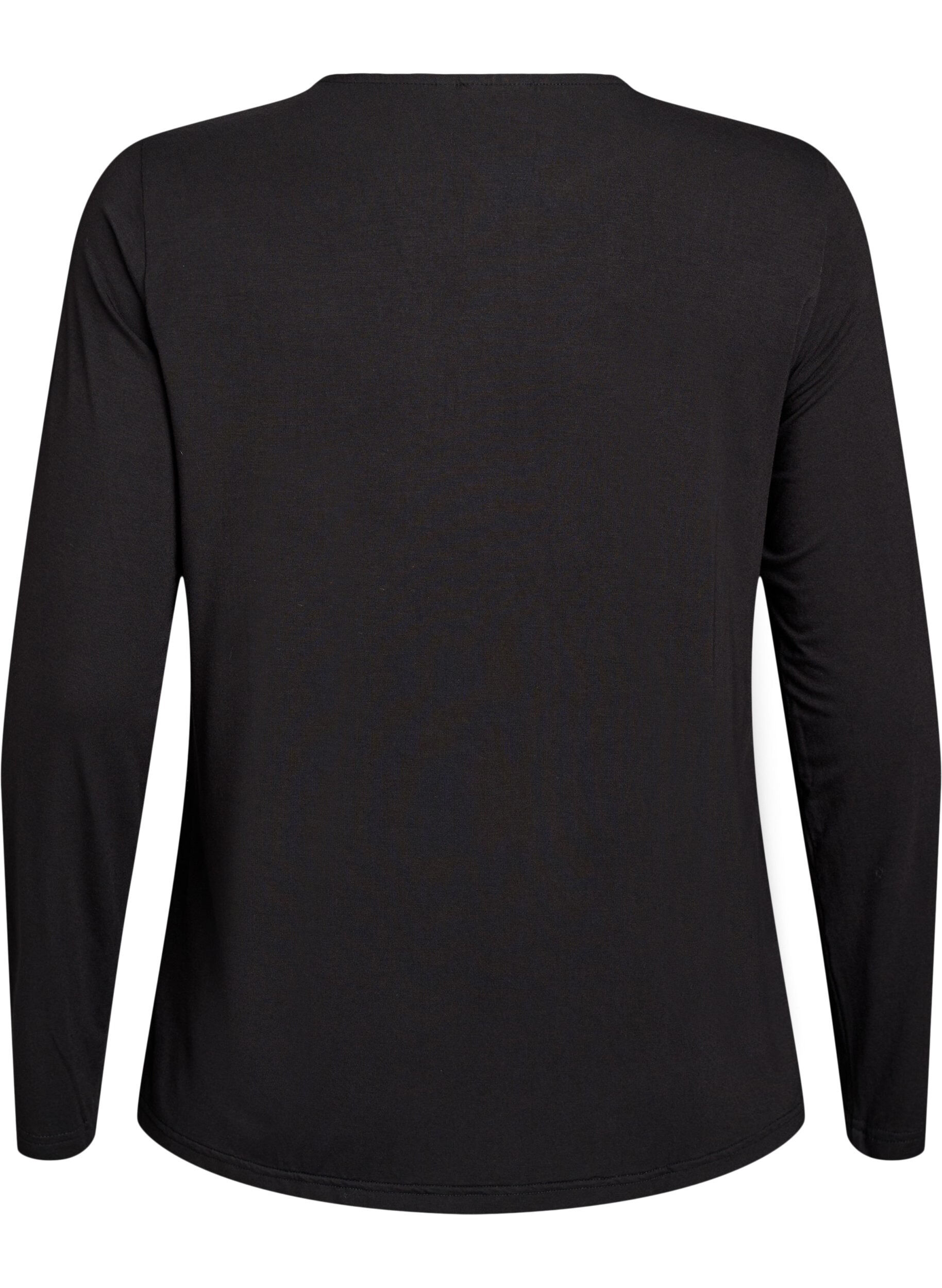 Zizzi Yksiv&auml;rinen pusero pitkill&auml; hihoilla, Musta, Packshot image number 1