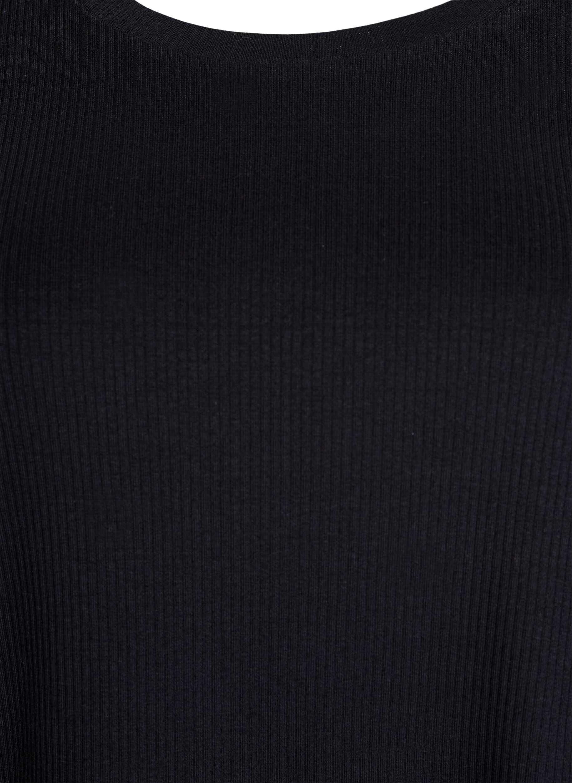 Zizzi Ribattu jerseypusero, jossa on lyhyet hihat, Musta, Packshot image number 2