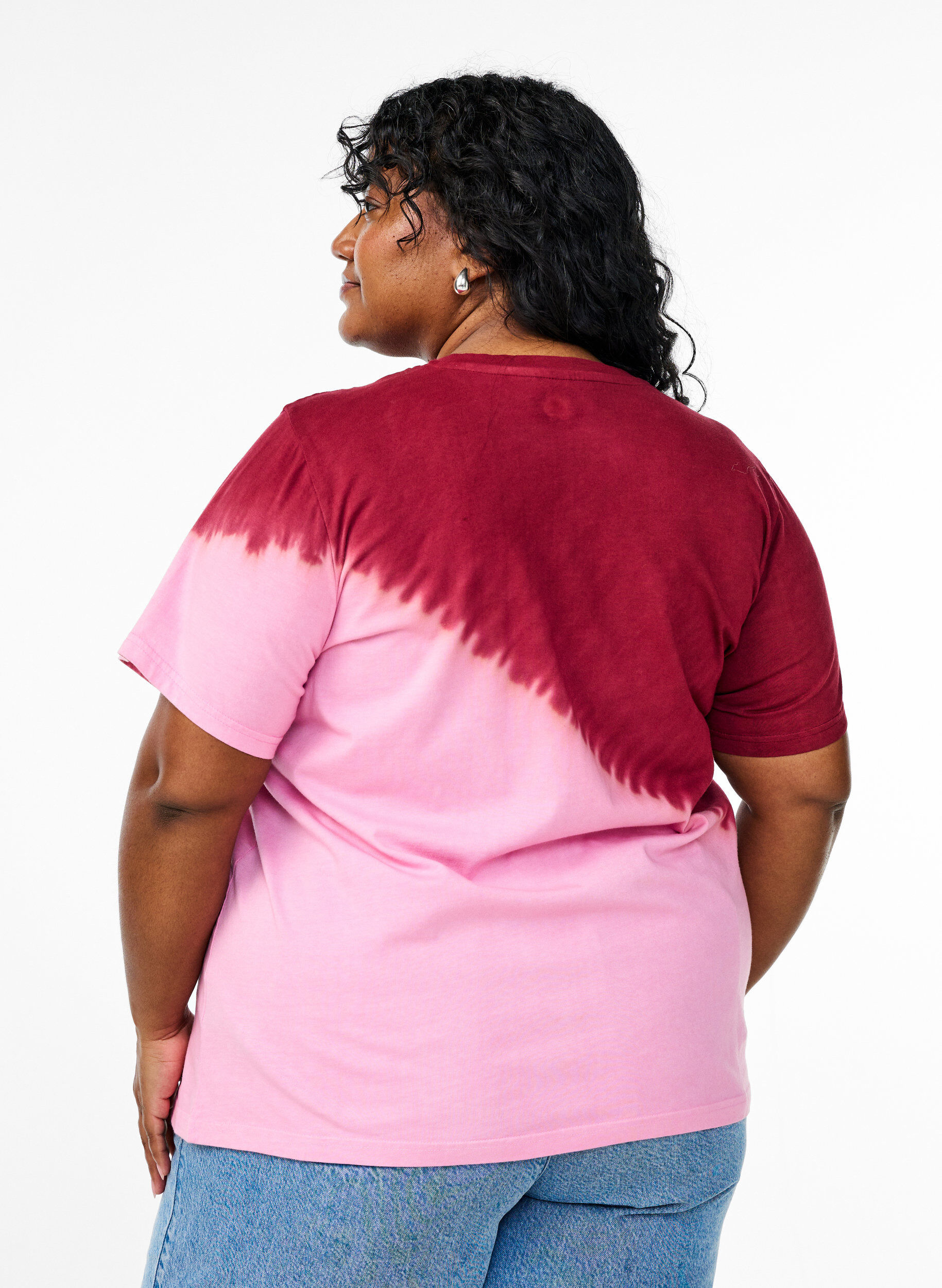 Zizzi Liukuv&auml;rj&auml;tty luomupuuvillainen T-paita, Punainen, Model image number 2