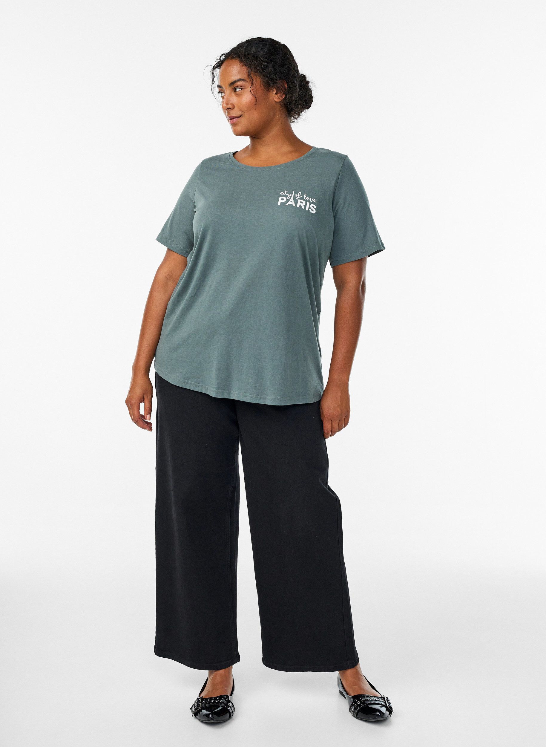 ZizziT-paita printill&auml;, Vihre&auml;, Model image number 1