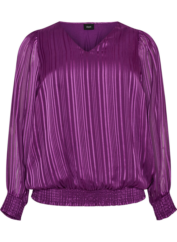 Raidallinen pusero pallomaisella muodolla, Violetti, Packshot image number 0