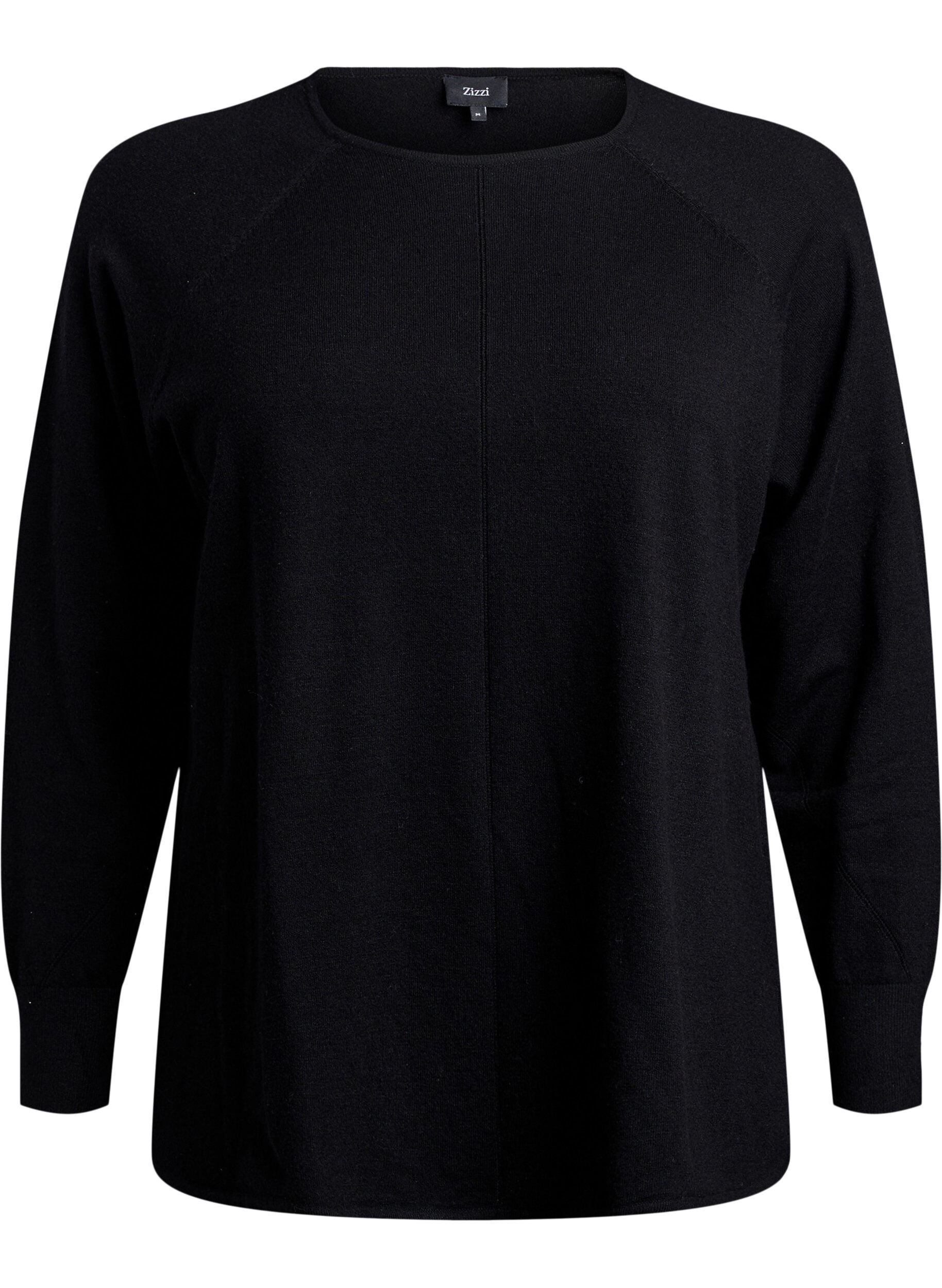 ZizziNeulepusero py&ouml;re&auml;ll&auml; p&auml;&auml;ntiell&auml; ja neulekuviolla., Musta, Packshot image number 0