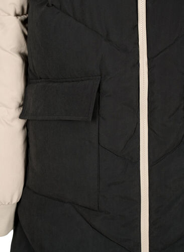 Pitkä colorblock-värinen talvitakki hupulla, Black Comb, Packshot image number 3
