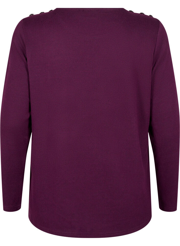 Paljettipusero koristeellisilla napeilla, Violetti, Packshot image number 1