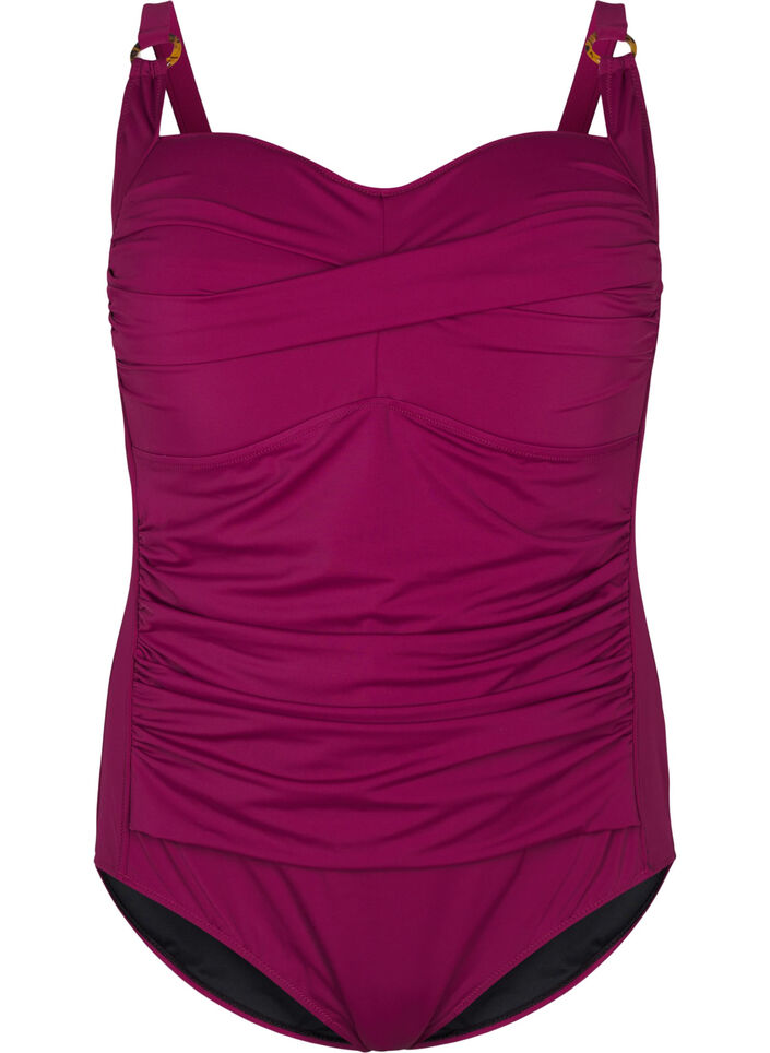 Topattu uimapuku drapeerauksella, Punainen, Packshot image number 0