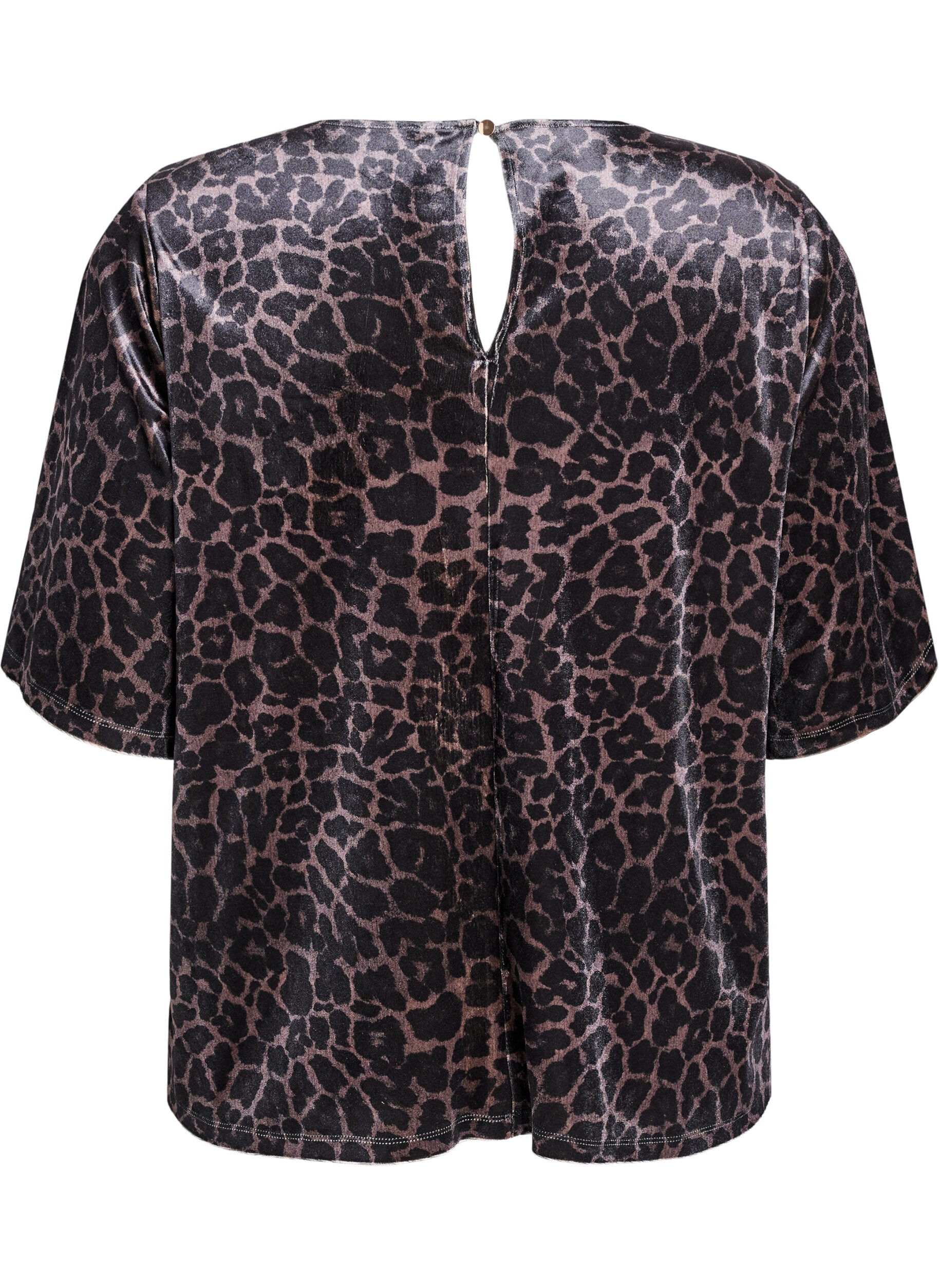 Zizzi Lyhythihainen velourpaita, Ruskea, Packshot image number 1