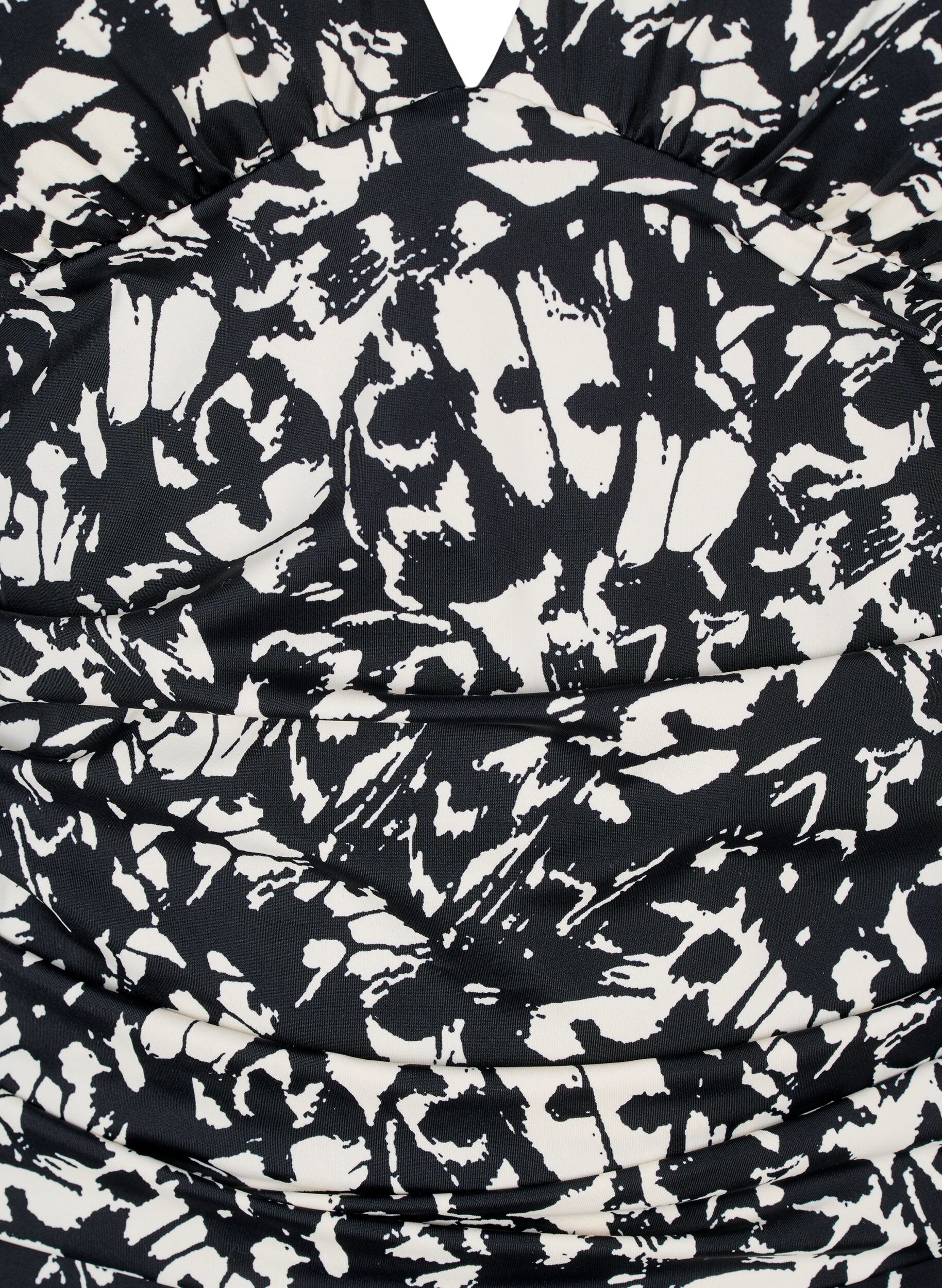 Zizzi Kuvioitu uima-asu syv&auml;ll&auml; V-p&auml;&auml;ntiell&auml;, Musta, Packshot image number 2