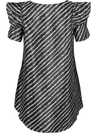Raitainen tunika koristeellisilla röyhelöillä, Black/White Stripes, Packshot image number 1