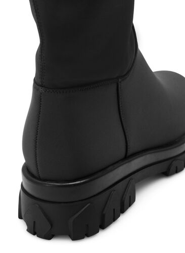 Leveänmallinen pitkä stretch saapas, Black, Packshot image number 3