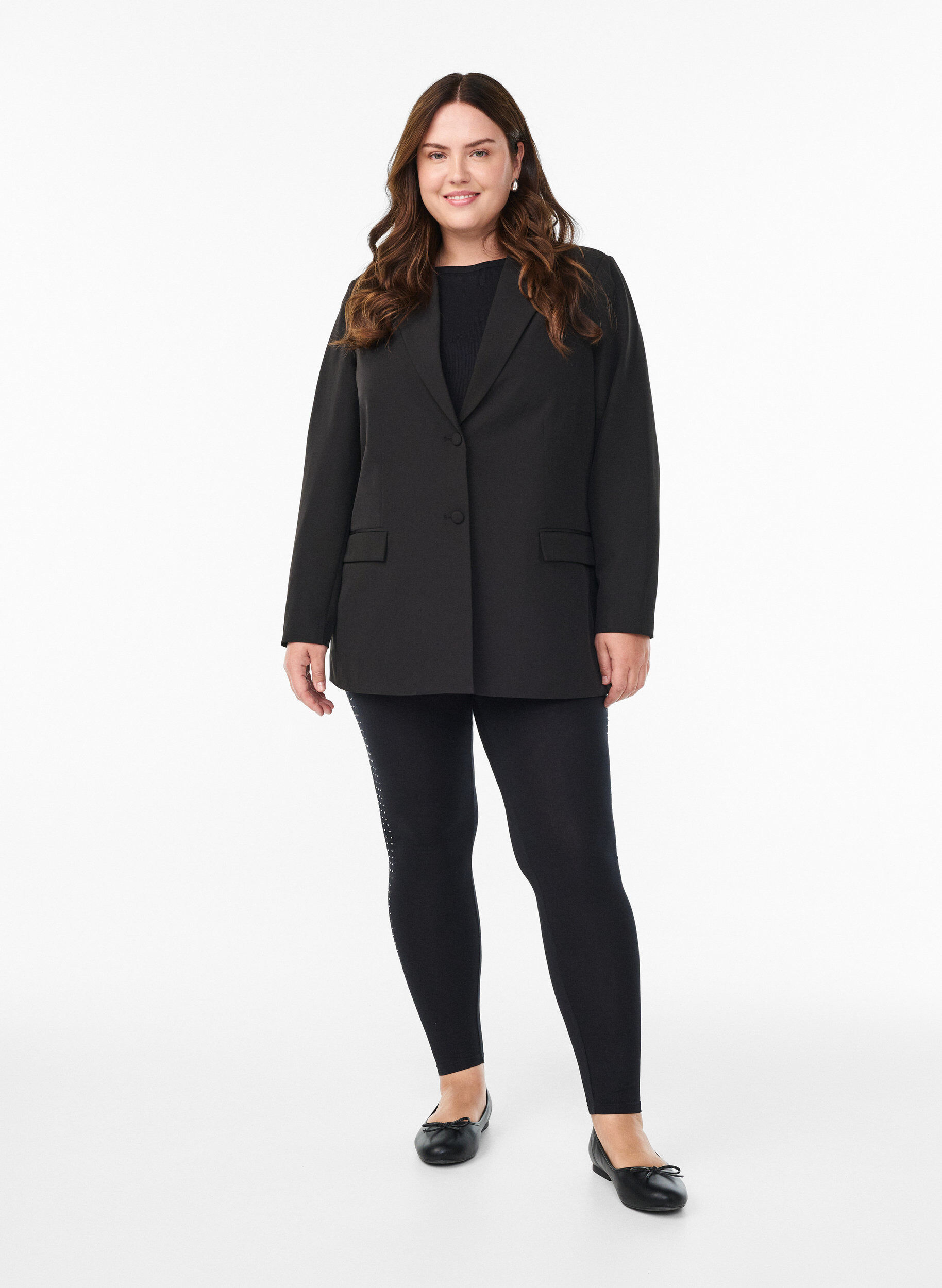 Zizzi Leggingsit strassiyksityiskohdilla, Musta, Model image number 1