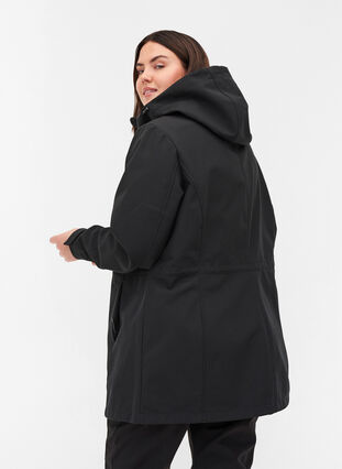 Softshell takki hupulla ja säädettävällä vyötäröllä, Black, Model image number 1