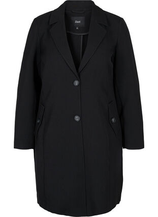 Klassinen takki nappikiinnityksellä, Black, Packshot image number 0