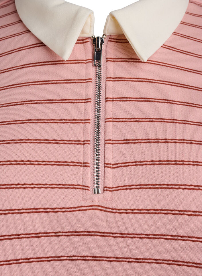 Raidallinen pikeepaita vetoketjulla, Punainen, Packshot image number 2