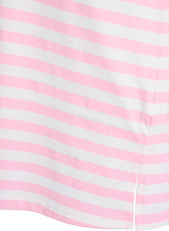 Pitkä raidallinen paituli luomupuuvillaa, Vaaleanpunainen, Packshot image number 3