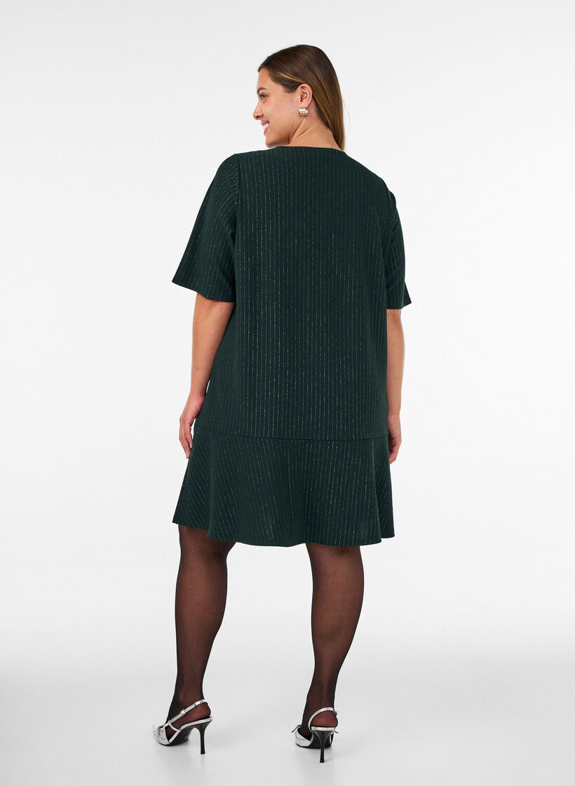 Lyhyt A-linjainen mekko kimalteraidoilla, Vihre&auml;, Model image number 2