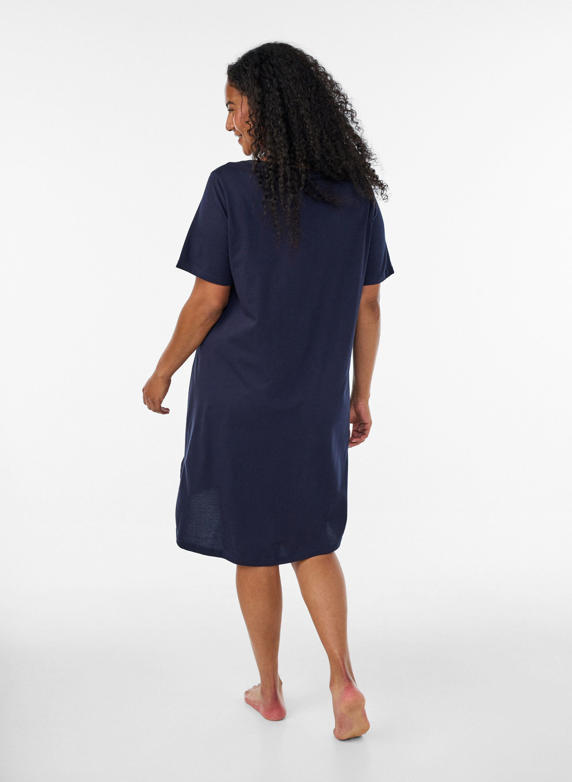 ZizziLuomupuuvillainen y&ouml;paita V-p&auml;&auml;ntiell&auml;, Sininen, Model image number 2