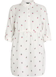 Puuvillamusliininen paitamekko kirjailtuine kuvioineen, Vanilja