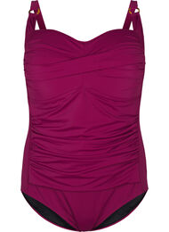 Topattu uimapuku drapeerauksella, Punainen