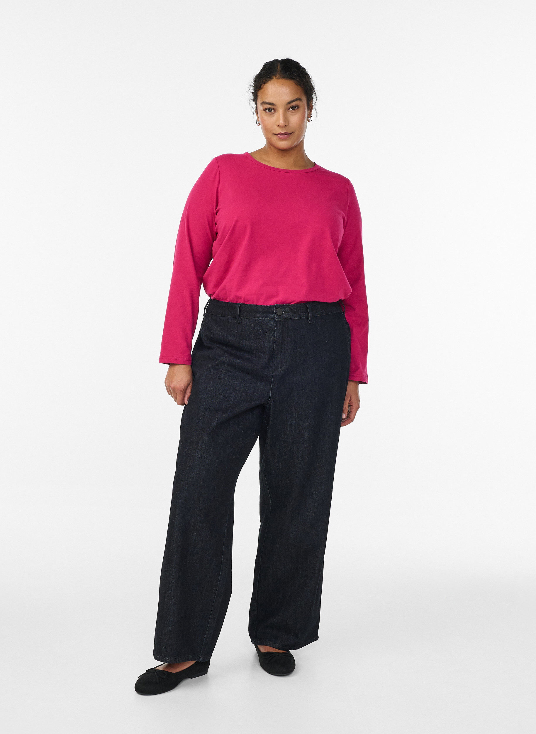 ZizziPerus jersey -paita pitkill&auml; hihoilla, Vaaleanpunainen, Model image number 1