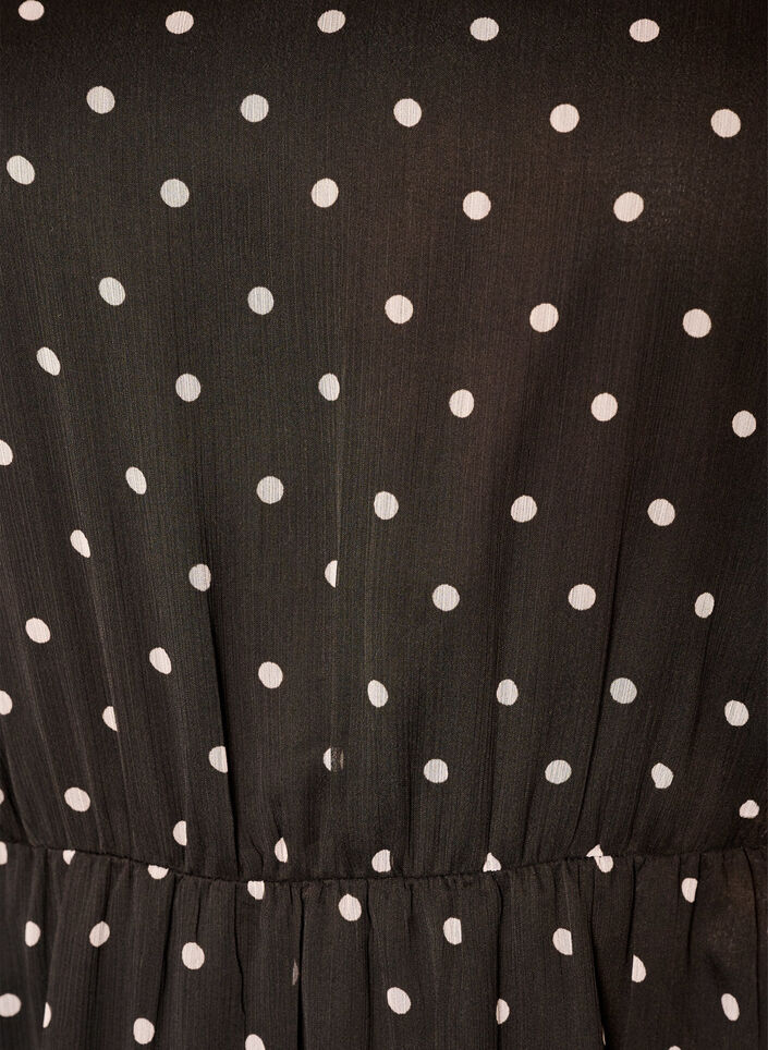 Chiffonmekko pilkuilla ja pitk&auml;t hihat, Ruskea, Packshot image number 2