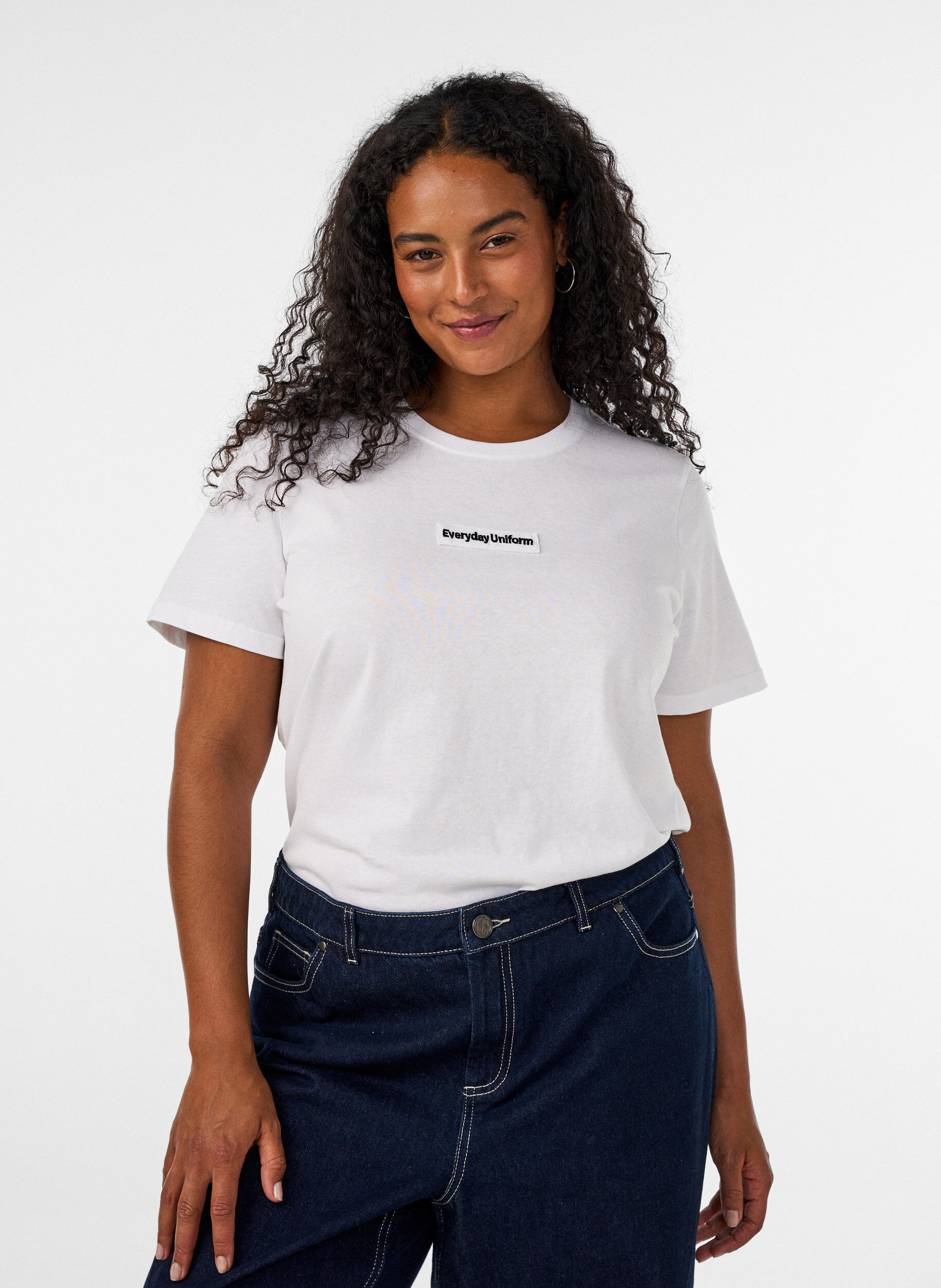 ZizziPuuvillainen T-paita tekstimerkill&auml;, Valkoinen, Model image number 0