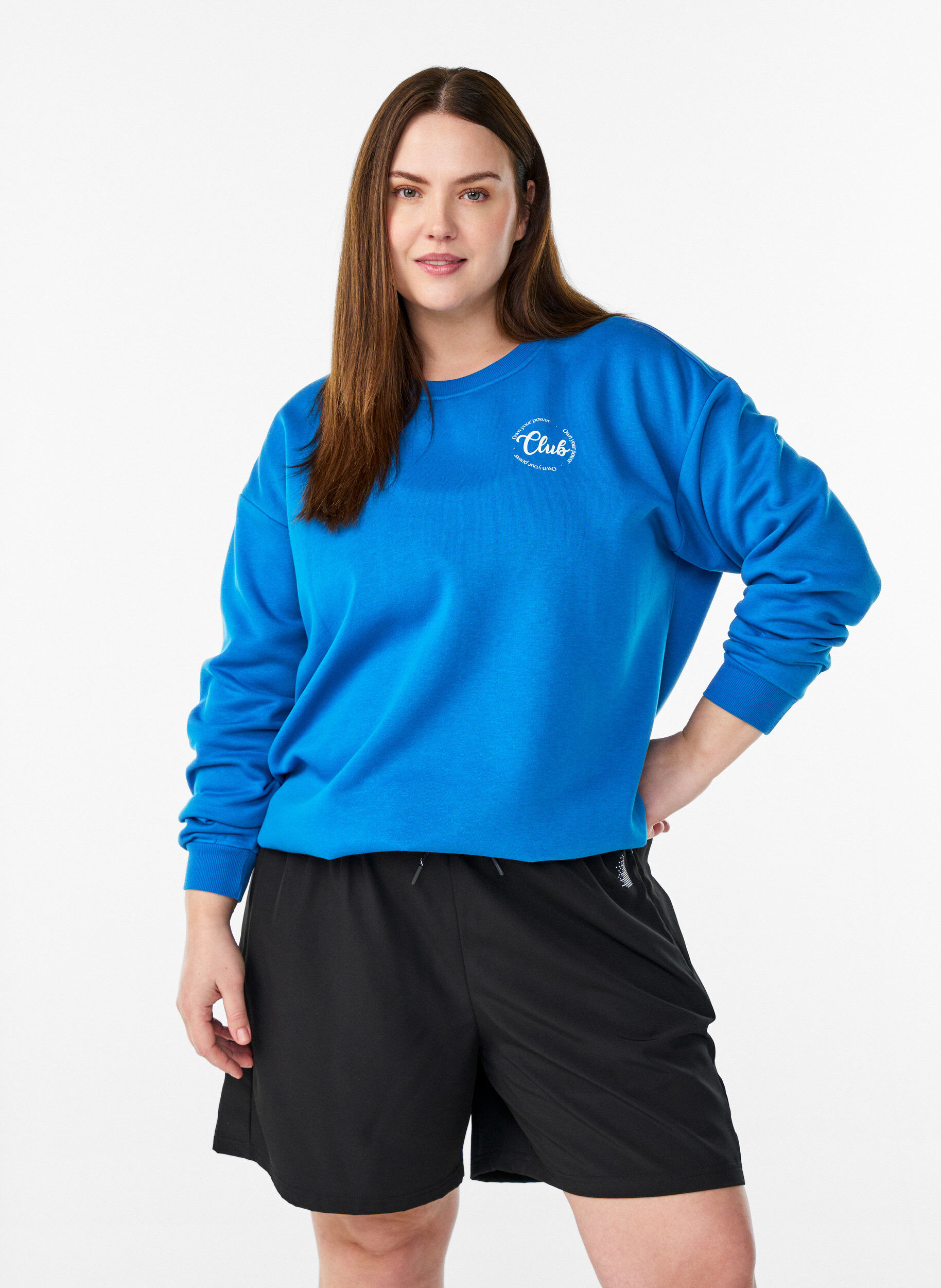 Collegepaita tekstiprintill&auml;, Sininen, Model