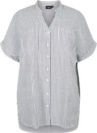 Raidallinen paita, jossa on rintataskut, White/Black Stripe