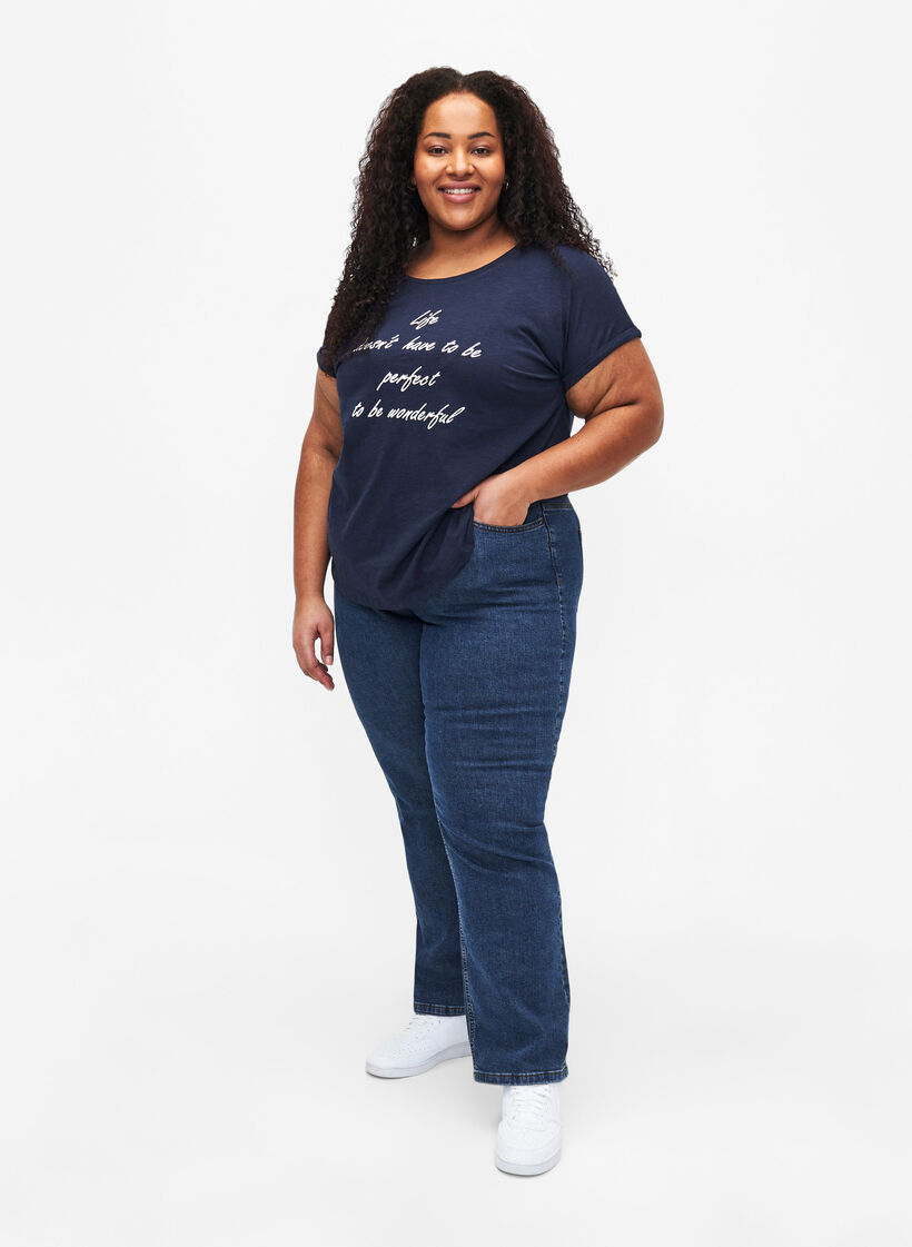 Ekologisesta puuvillasta valmistettu t-paita painatuksella, N.Sky w. White Print, Model image number 2