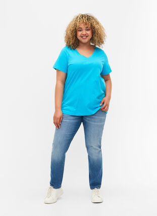 2 perus t-paitaa puuvillasta, Blue Atoll / Black, Model image number 2