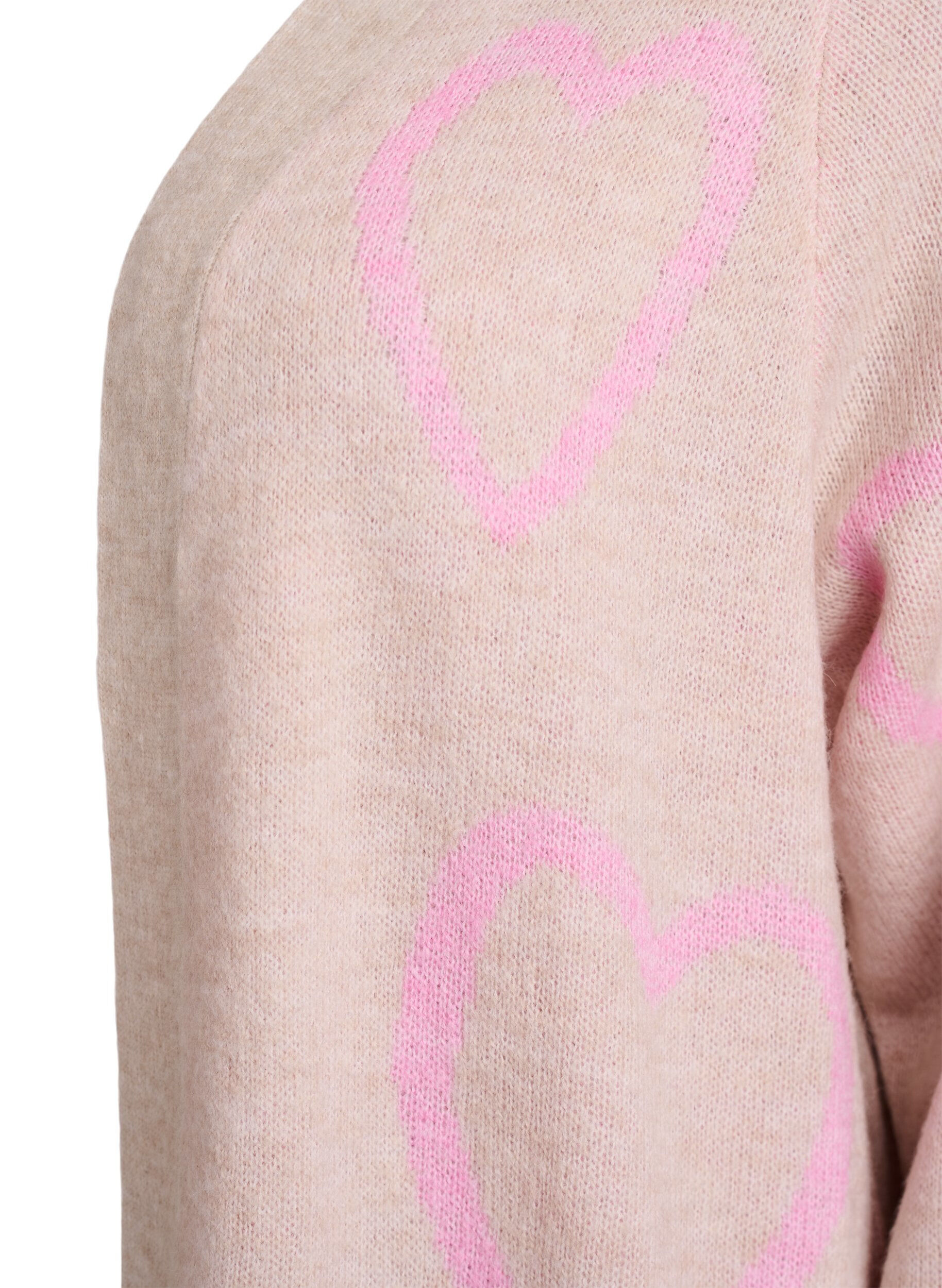 Zizzi Pitk&auml; neuletakki, jossa s&auml;vy s&auml;vyyn syd&auml;mi&auml;, Beige, Packshot image number 2