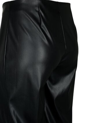 Keinonahkaiset housut leveällä lahkeellä, Black, Packshot image number 3
