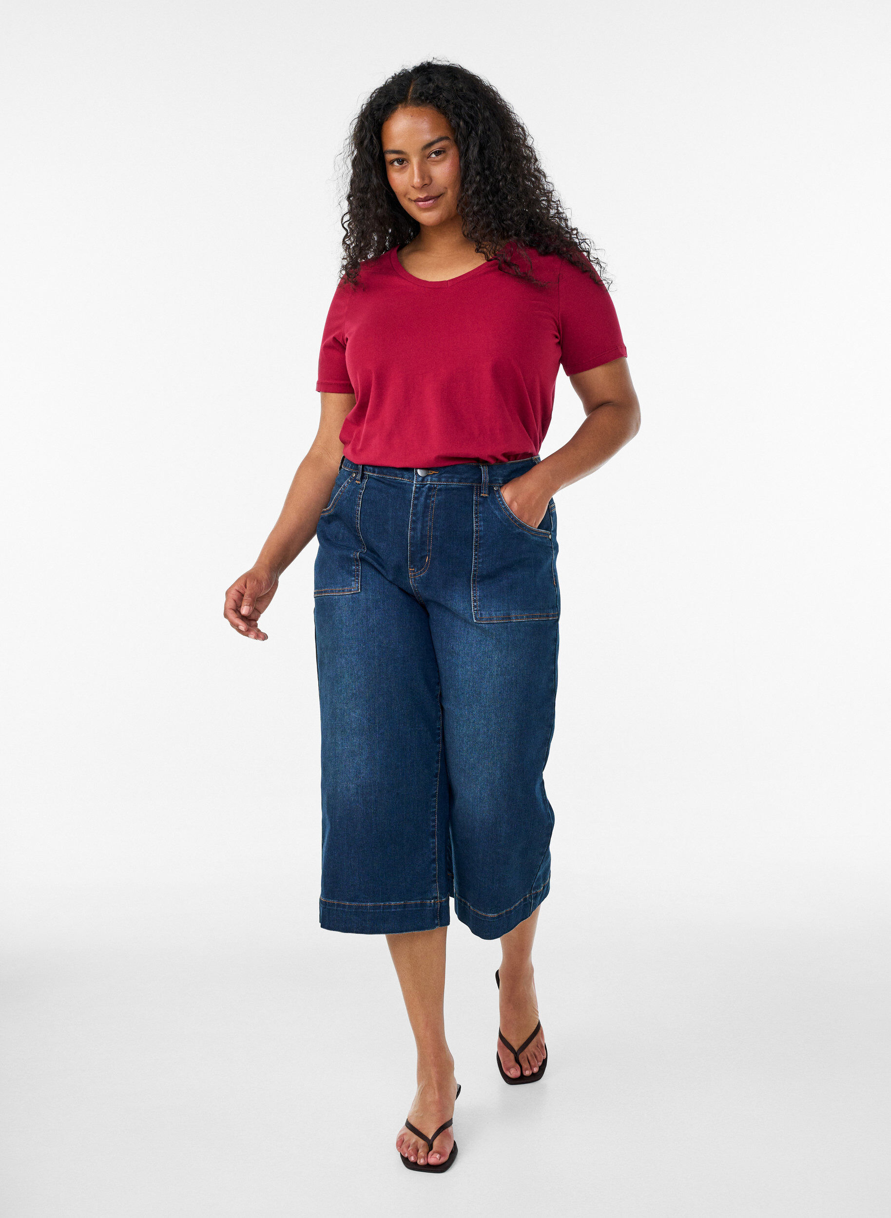 ZizziYksiv&auml;rinen perus t-paita puuvillasta, Punainen, Model image number 1
