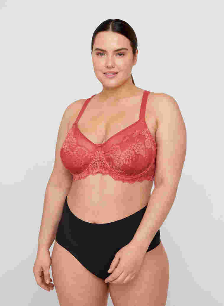 Figa rintaliivit kaarituilla ja pitsiselällä, Garnet Rose, Model image number 2