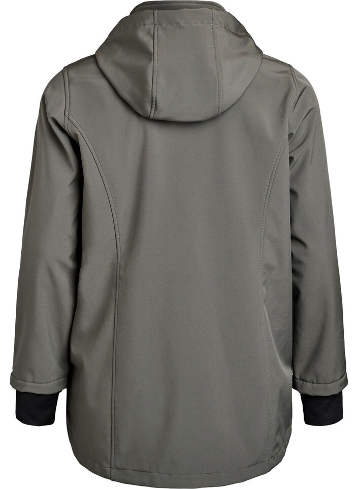 Lyhyt softshell-takki irrotettavalla hupulla, Harmaa, Packshot image number 1