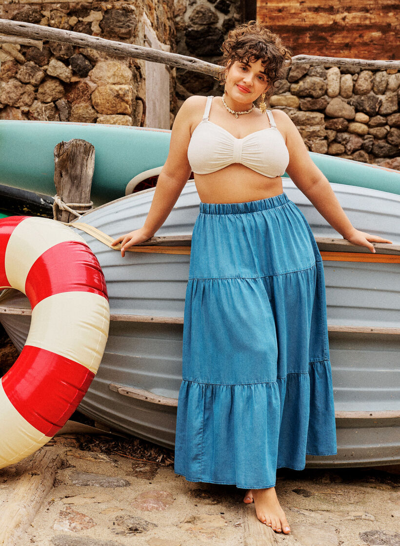 Denim-maxihame r&ouml;yhel&ouml;ill&auml;, Sininen, Image image number 0