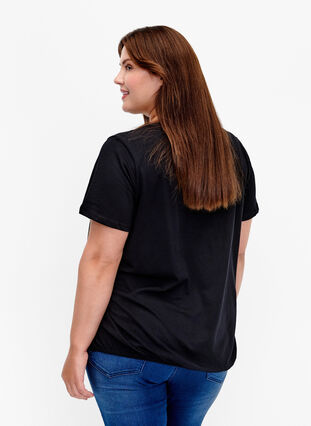Puuvilla T-paita foliopainatuksella, Black W. Love, Model image number 1