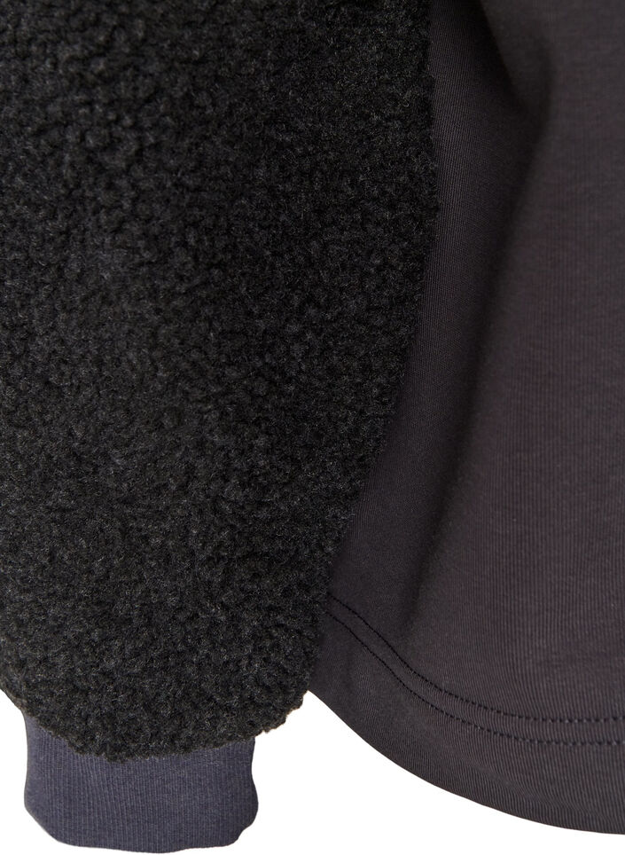 Swetari teddyhihoilla ja korkealla kauluksella, Harmaa, Packshot image number 3