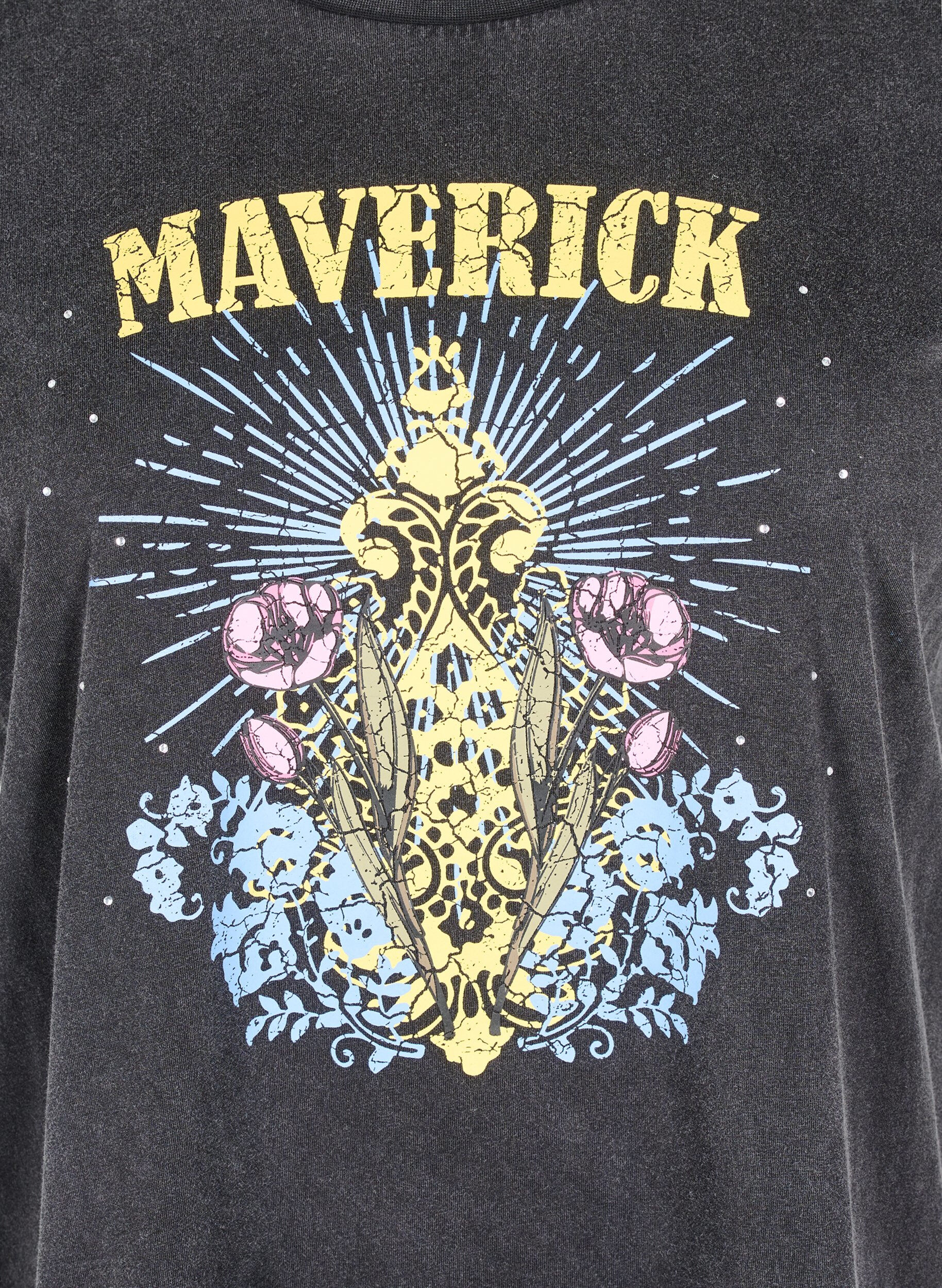 Zizzi T-paita luomupuuvillasta graafisella printill&auml;, Harmaa, Packshot image number 2