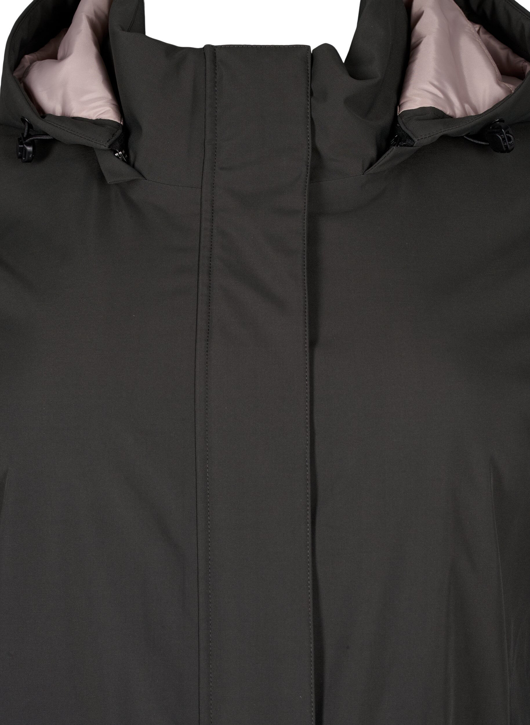 Zizzi Toiminnallinen parka-talvitakki hupulla, Raven, Packshot image number 2