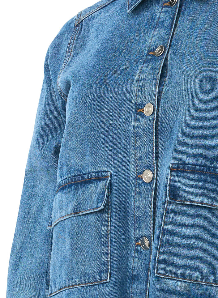 Farkkupaitatakki taskuilla, Blue Denim, Packshot image number 2