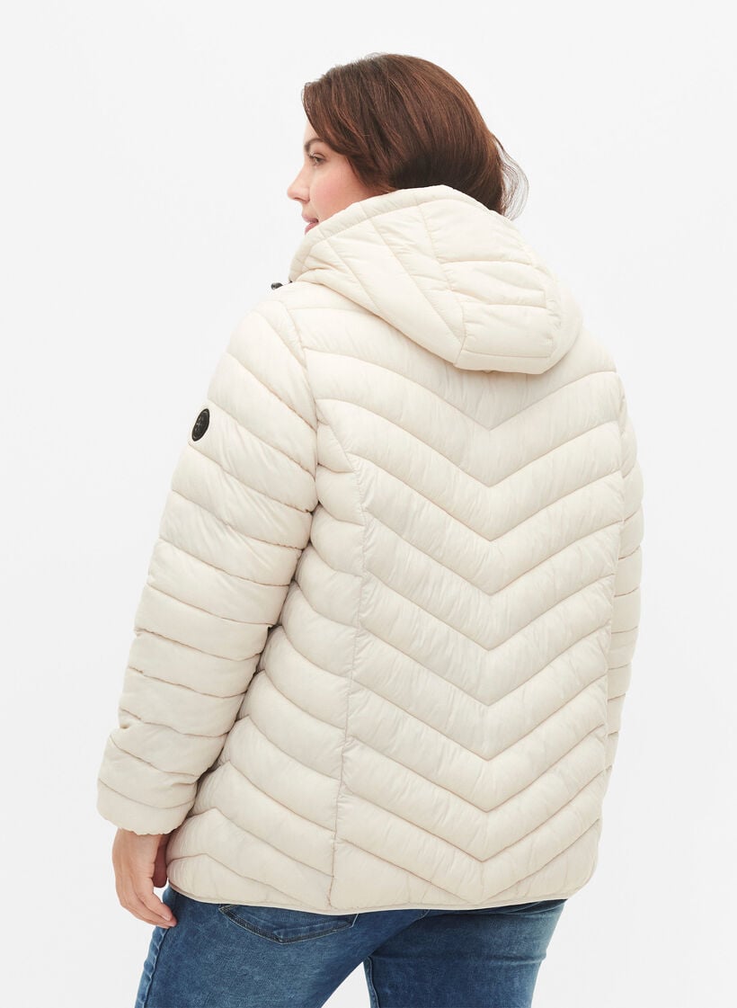 Kevyttakki hupulla, Beige, Model image number 2